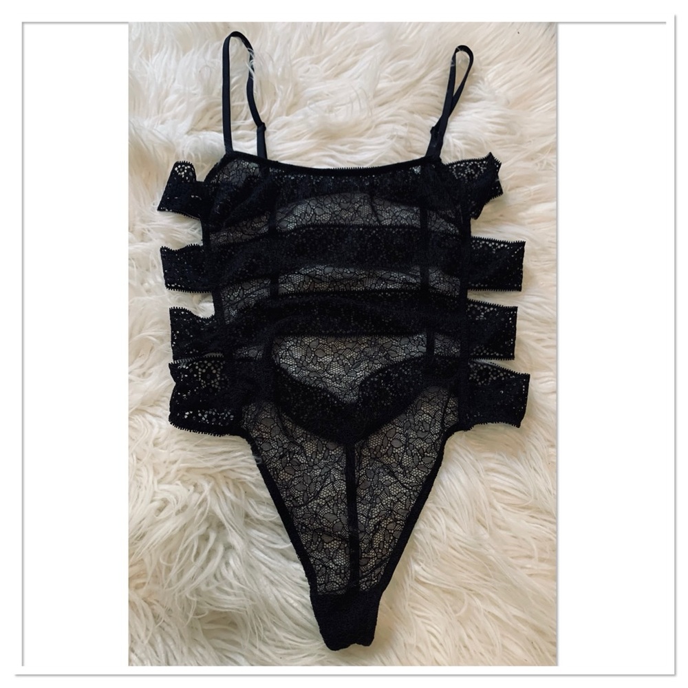 Victoria's Secret Very Sexy Lace Banded Teddy Lingerie Black Size Medium